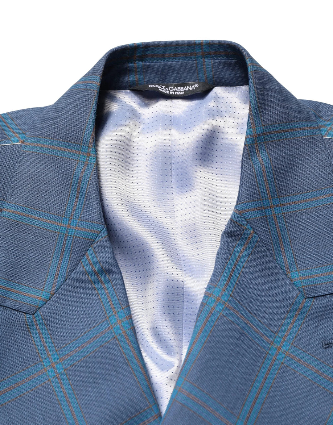 Dolce &amp; Gabbana Blue Checked Double Breasted Men Suit Jacket