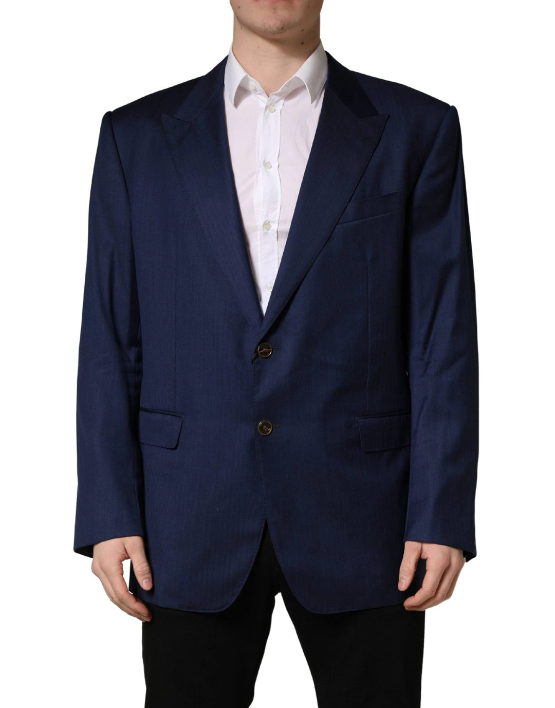 Dolce &amp; Gabbana Blue Single Breasted 2 Button Suit Jacket