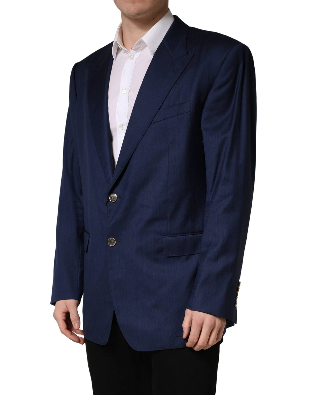 Dolce &amp; Gabbana Blue Single Breasted 2 Button Suit Jacket