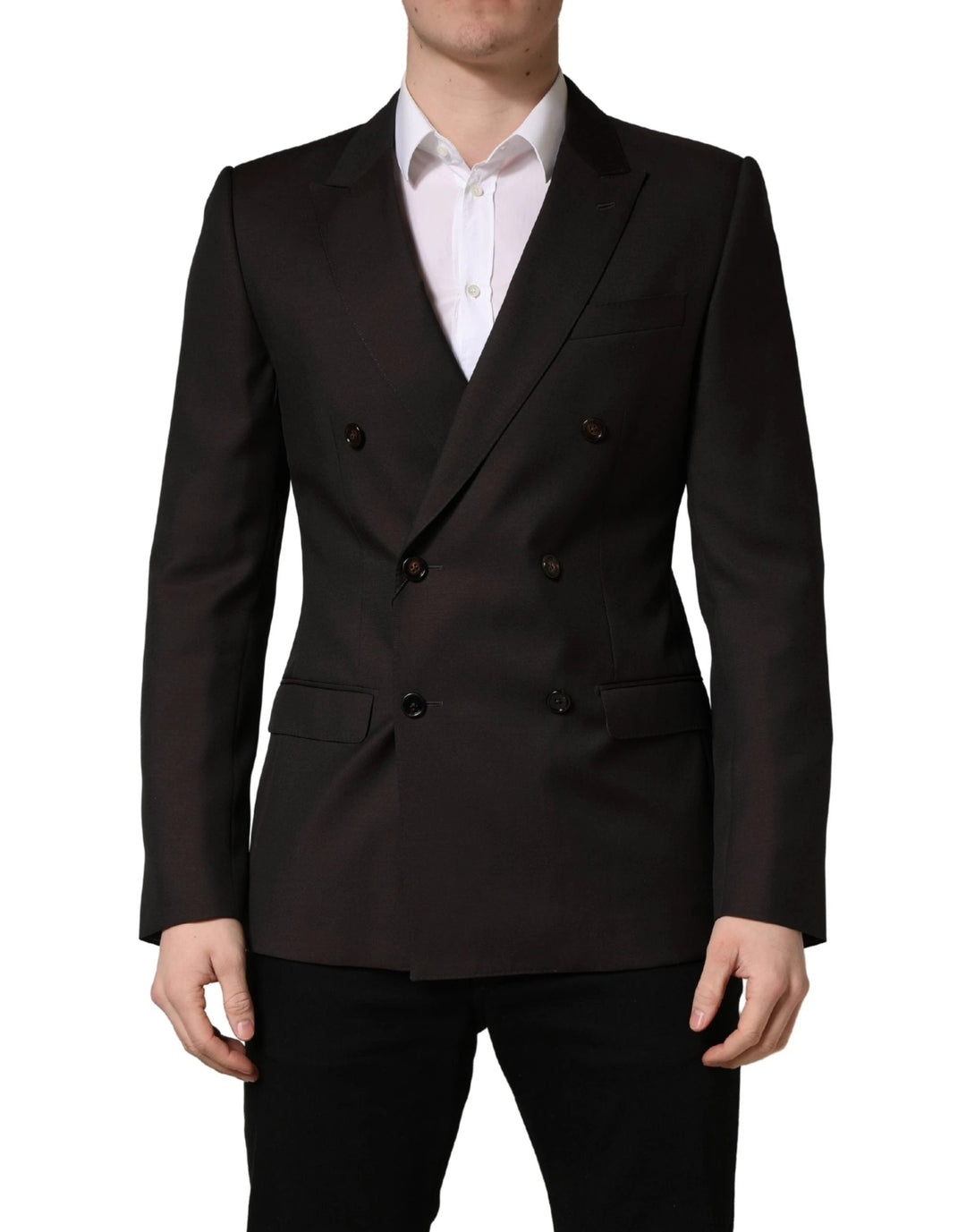 Dolce &amp; Gabbana Dark Violet Wool Double Breasted Suit Jacket