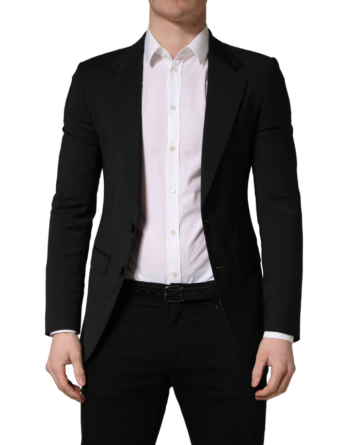 Dolce &amp; Gabbana Black Polyester 2 Buttons Men Suit Jacket