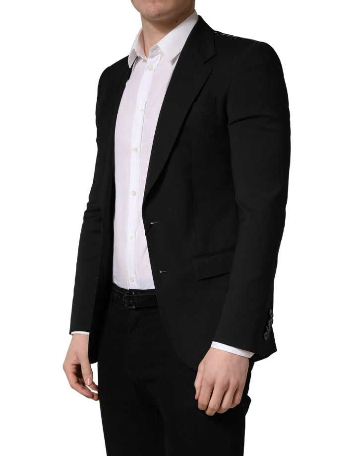 Dolce &amp; Gabbana Black Polyester 2 Buttons Men Suit Jacket