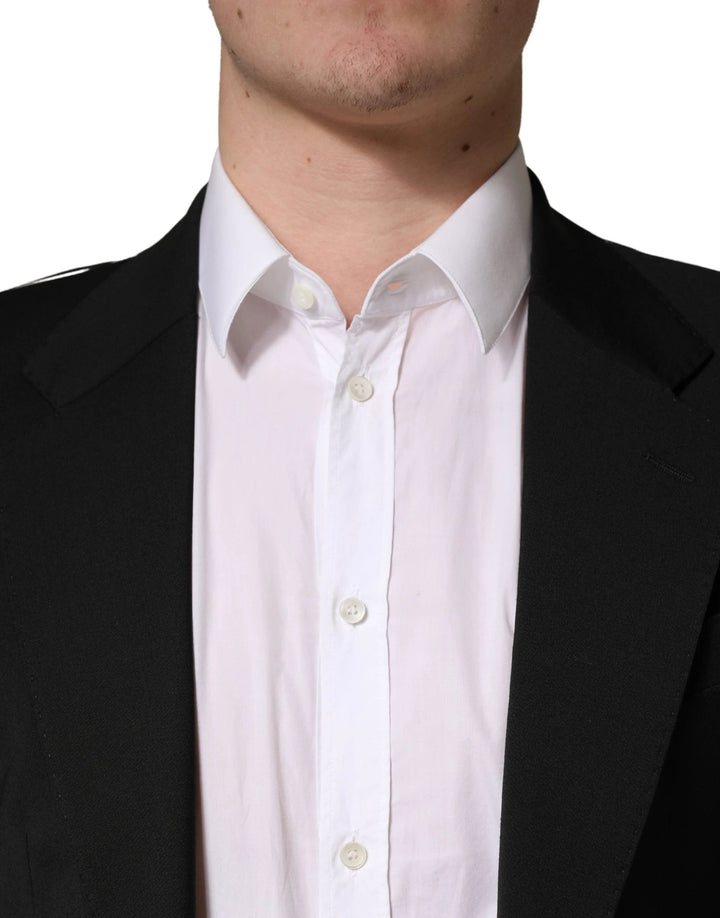 Dolce &amp; Gabbana Black Polyester 2 Buttons Men Suit Jacket