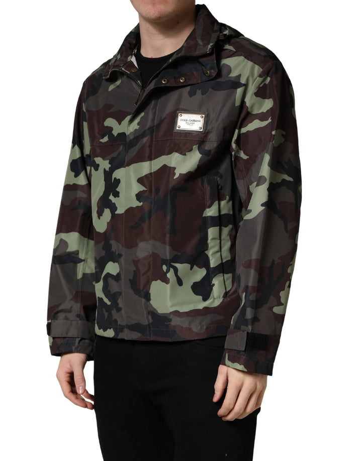 Dolce &amp; Gabbana Multicolor Camouflage Hooded Bomber Jacket