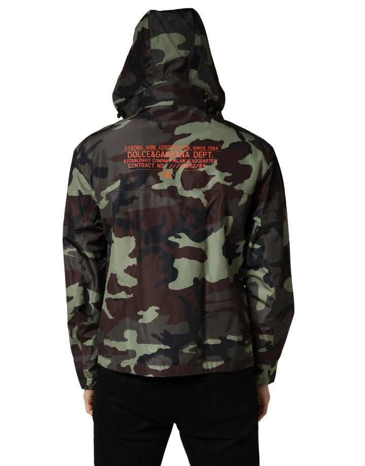 Dolce &amp; Gabbana Multicolor Camouflage Hooded Bomber Jacket
