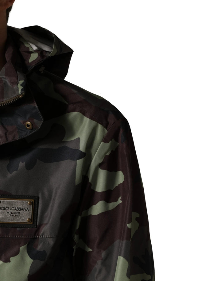 Dolce &amp; Gabbana Multicolor Camouflage Hooded Bomber Jacket