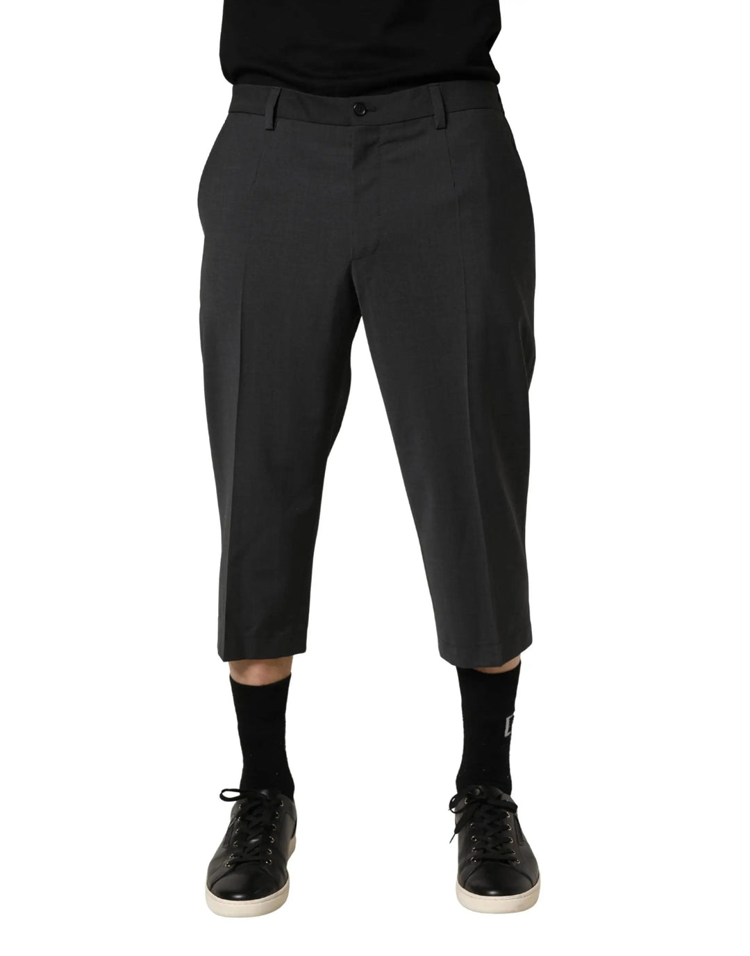 Dolce &amp; Gabbana Sample Sale | Dolce &amp; Gabbana Dark Gray Wool Cropped Chino Trouser Pants - | Designer outlet
