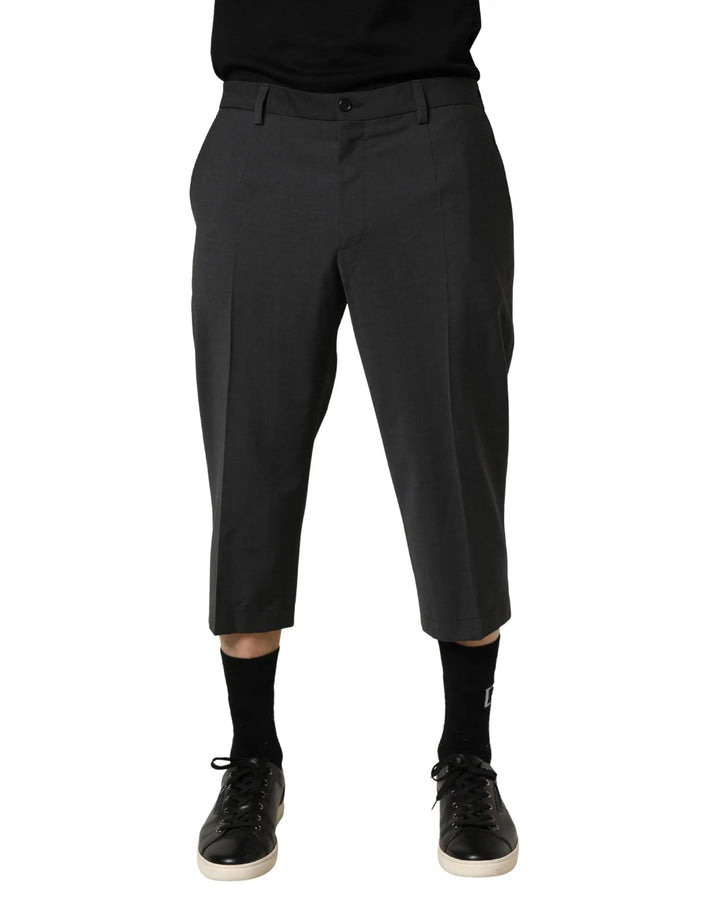 Dolce &amp; Gabbana Sample Sale | Dolce &amp; Gabbana Dark Gray Wool Cropped Chino Trouser Pants - | Designer outlet