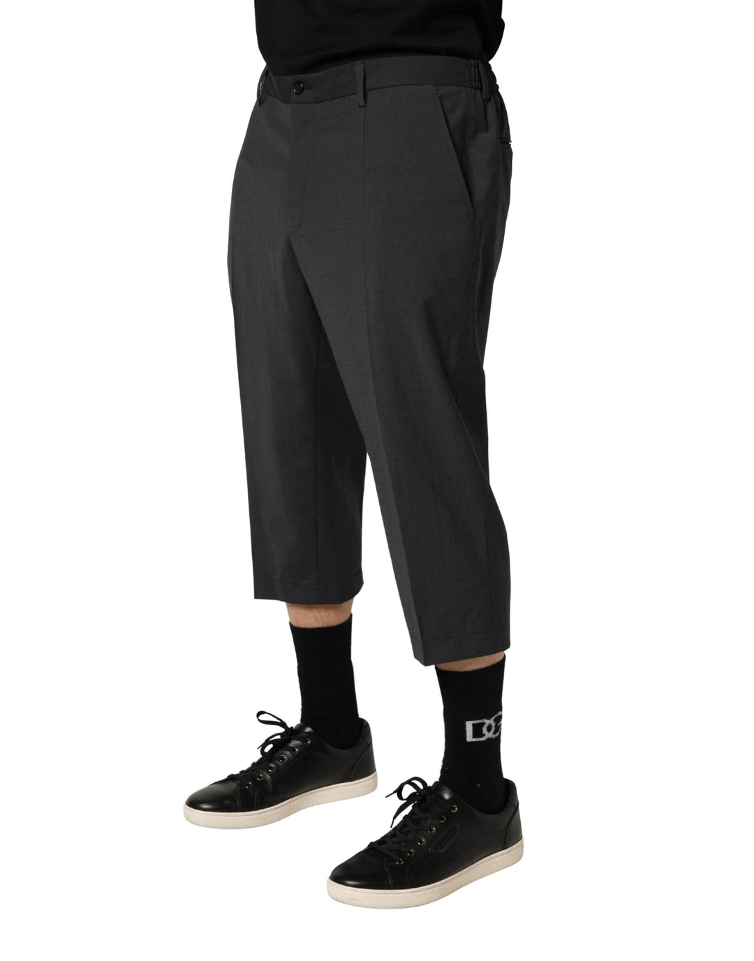 Dolce &amp; Gabbana Dark Gray Wool Cropped Chino Trouser Pants