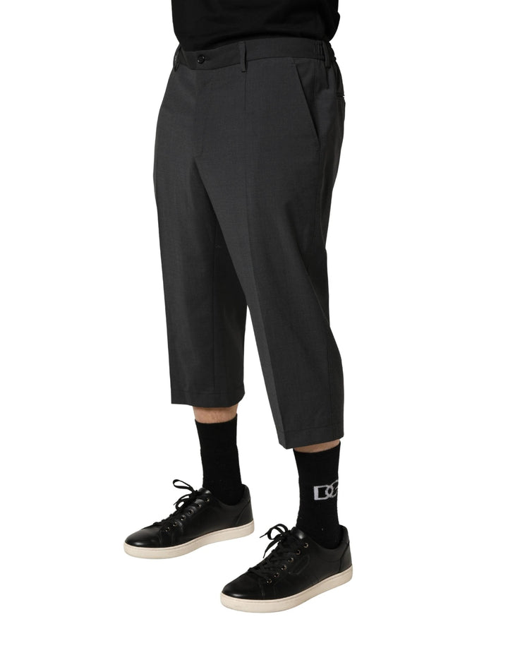 Dolce &amp; Gabbana Dark Gray Wool Cropped Chino Trouser Pants