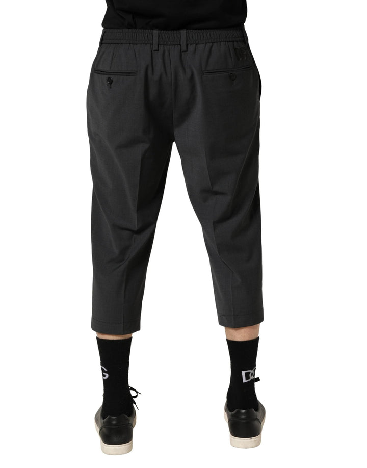 Dolce &amp; Gabbana Dark Gray Wool Cropped Chino Trouser Pants