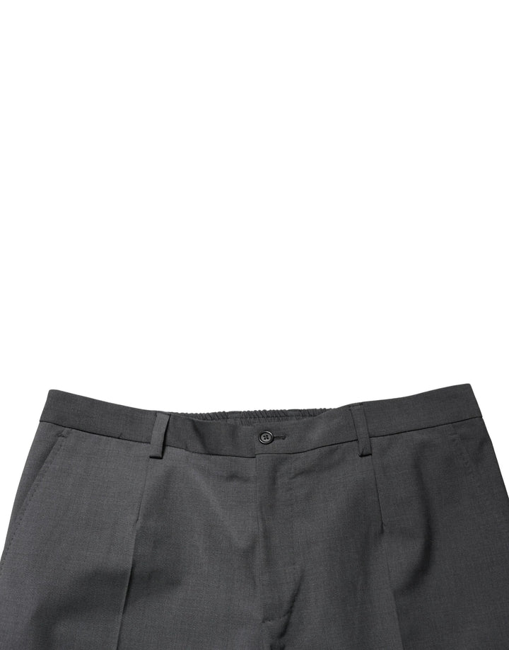 Dolce &amp; Gabbana Dark Gray Wool Cropped Chino Trouser Pants