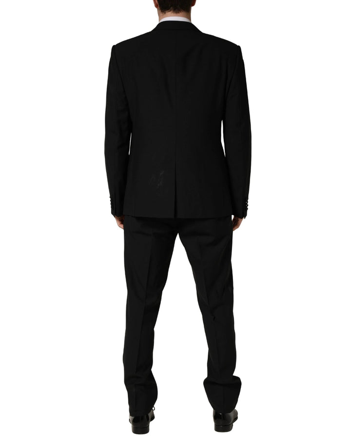 Dolce &amp; Gabbana Black Wool Silk Saxophone Slim Fit 3Pc Suit