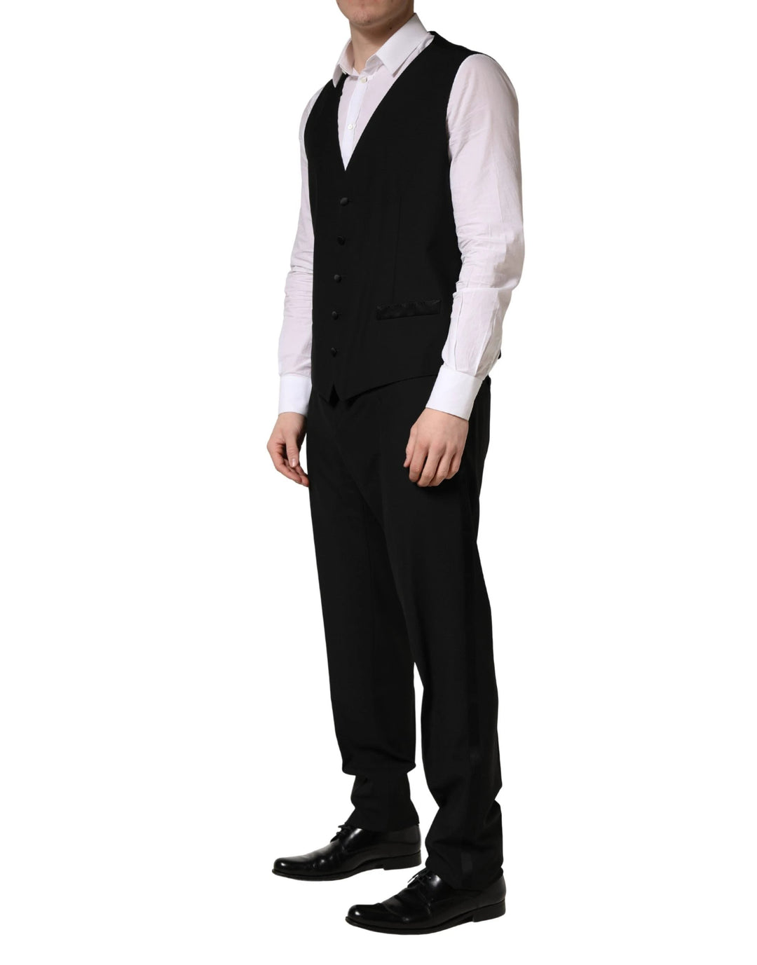Dolce &amp; Gabbana Black Wool Silk Saxophone Slim Fit 3Pc Suit