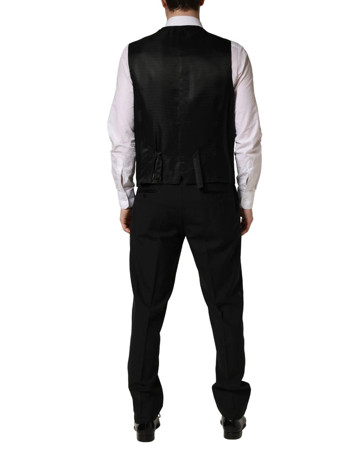 Dolce &amp; Gabbana Black Wool Silk Saxophone Slim Fit 3Pc Suit