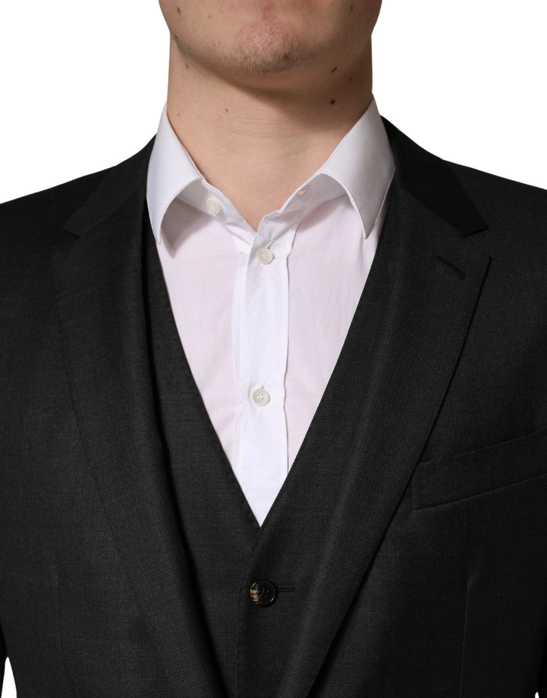 Dolce &amp; Gabbana Black Wool Slim Fit Formal 3 Piece Men Suit