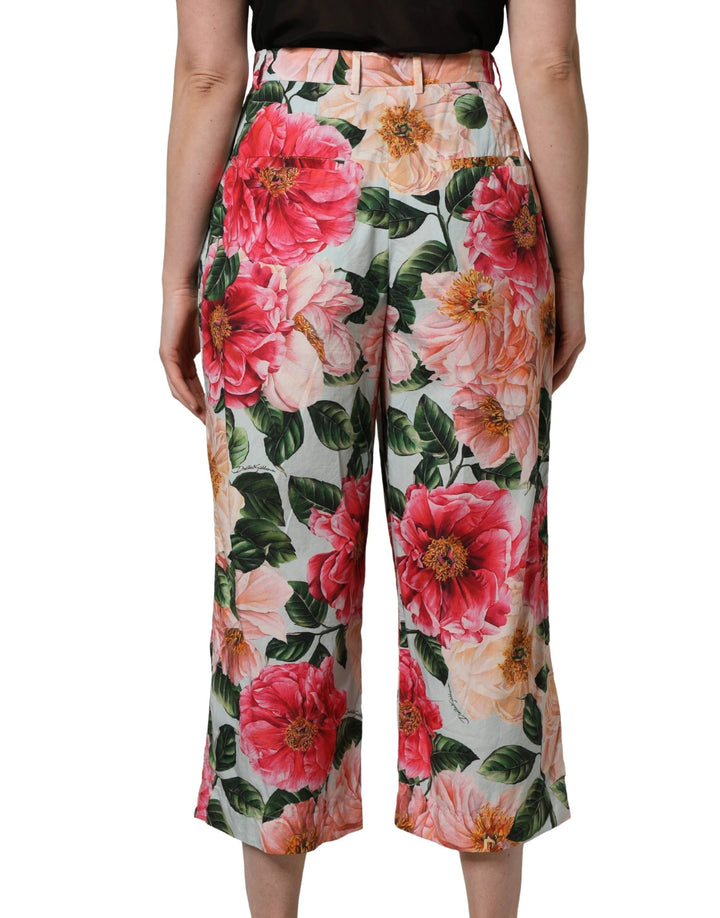 Dolce &amp; Gabbana Multicolor Floral High Waist Cropped Pants