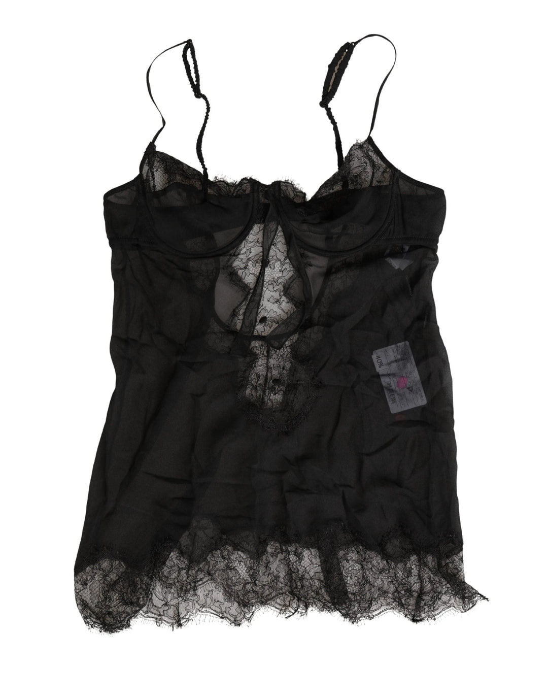 Dolce &amp; Gabbana Black Silk Lace Lingerie Chemise Top Underwear