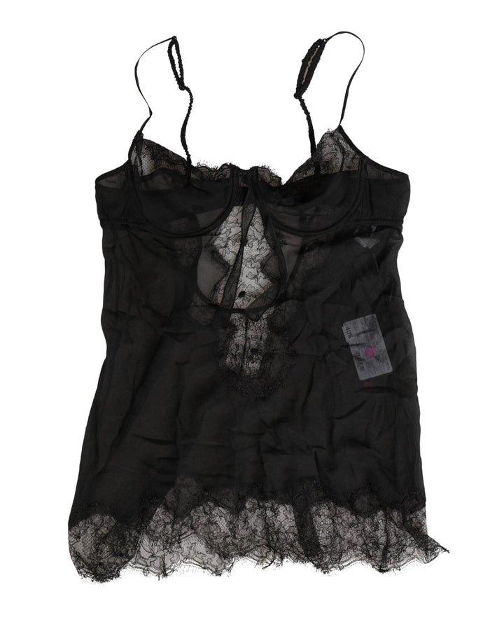 Dolce &amp; Gabbana Black Silk Lace Lingerie Chemise Top Underwear