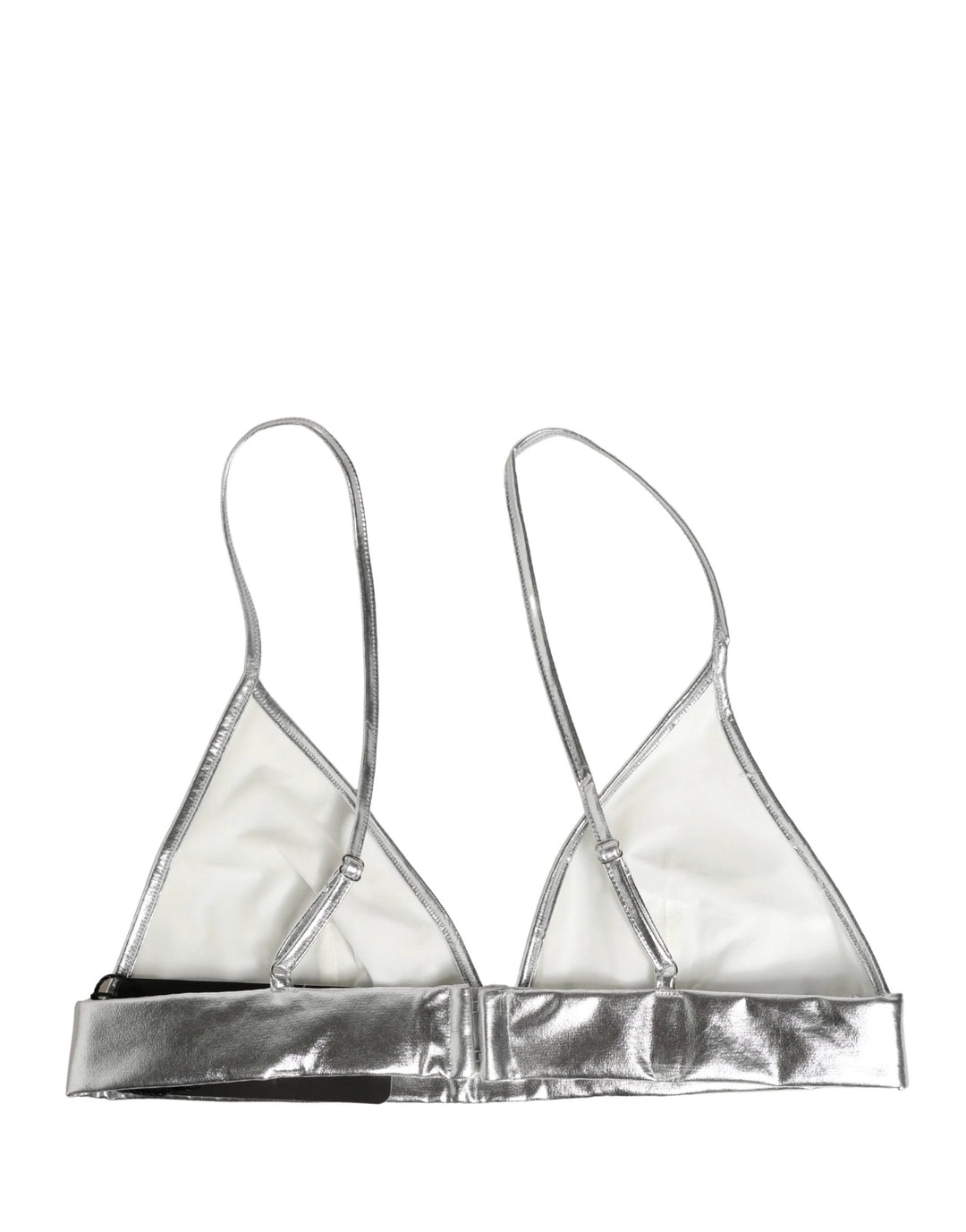 Dolce &amp; Gabbana Metallic Silver Sleeveless Bustier Cropped Top