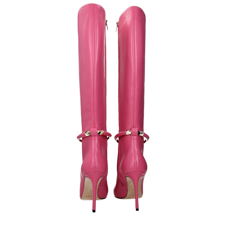 Jimmy Choo Pink Leather High Heel Boots