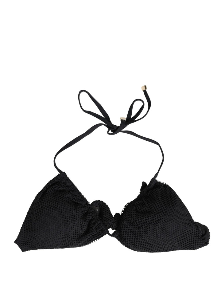Dolce &amp; Gabbana Black Padded Triangle Halter Bikini Top Swimwear