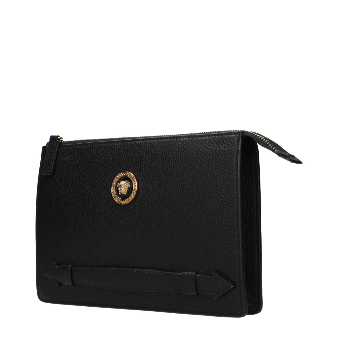 Versace Black Leather Clutch Bag
