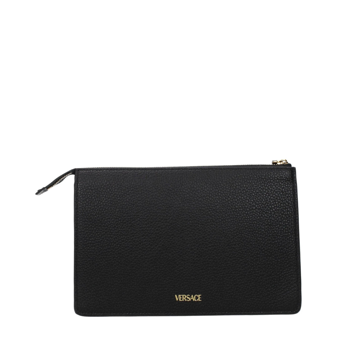 Versace Black Leather Clutch Bag