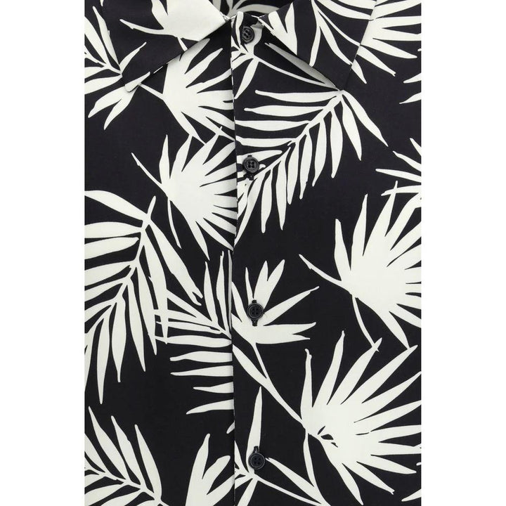 Laneus Black Viscose Pattern Shirt