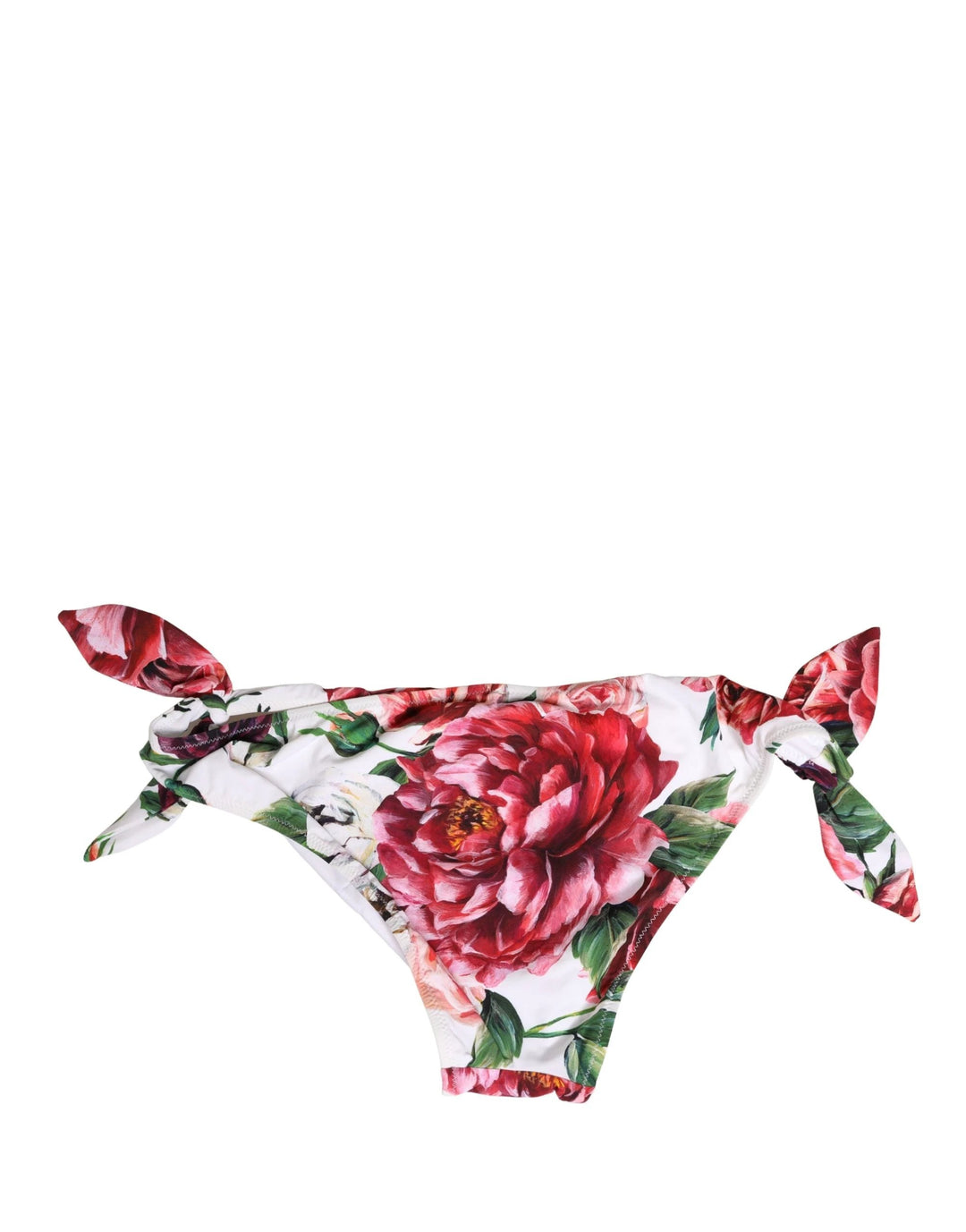 Dolce &amp; Gabbana White Floral Print Swimsuit Bikini Bottom Swimwear