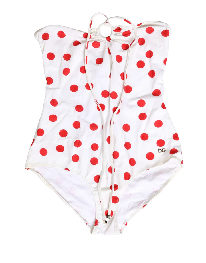 Dolce &amp; Gabbana Sample Sale | Dolce &amp; Gabbana White Polka Dot One-Piece Swimsuit Swimwear - | Designer outlet