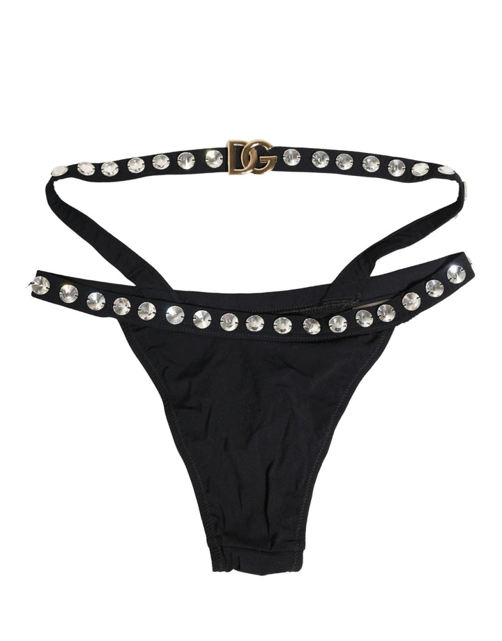 Dolce &amp; Gabbana Sample Sale | Dolce &amp; Gabbana Black Crystal Embellished Bikini Bottom Swimwear - | Designer outlet