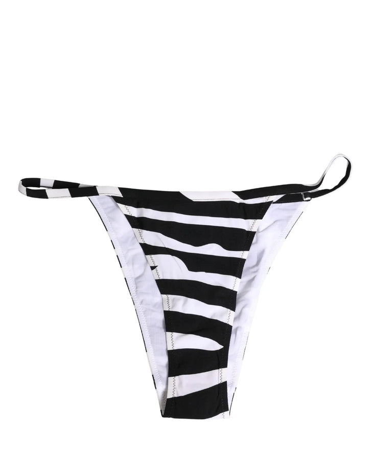 Dolce &amp; Gabbana Black White Zebra Bikini Top Bottom Swimwear