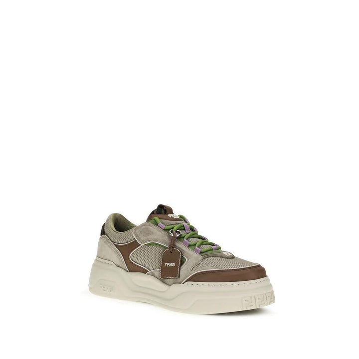 Fendi Sample Sale | Fendi Brown Cotton Chunky Sneakers - | Designer outlet