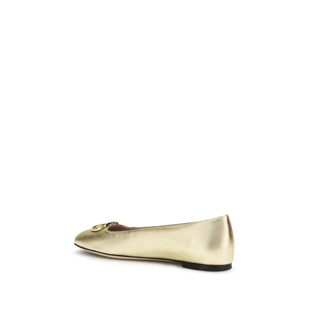 Valentino Garavani Sample Sale | Valentino Garavani Gold Lamb Ovis Aries Aries Ballet Flats - | Designer outlet