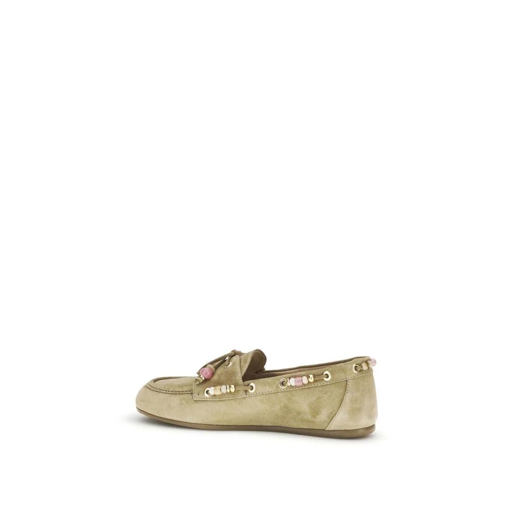 Stuart Weitzman Sample Sale | Stuart Weitzman Beige Calf Leather Bos Taurus Slip-On Loafers - | Designer outlet