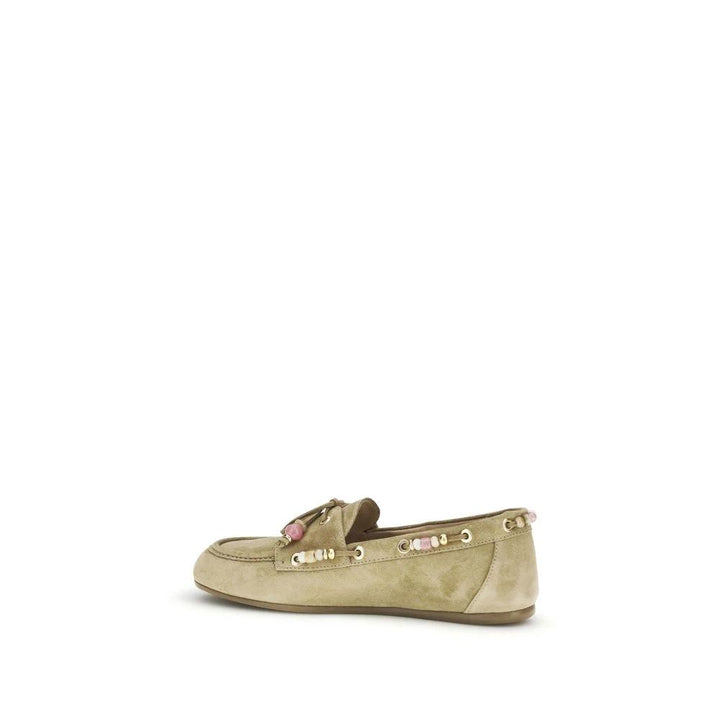 Stuart Weitzman Sample Sale | Stuart Weitzman Beige Calf Leather Bos Taurus Slip-On Loafers - | Designer outlet