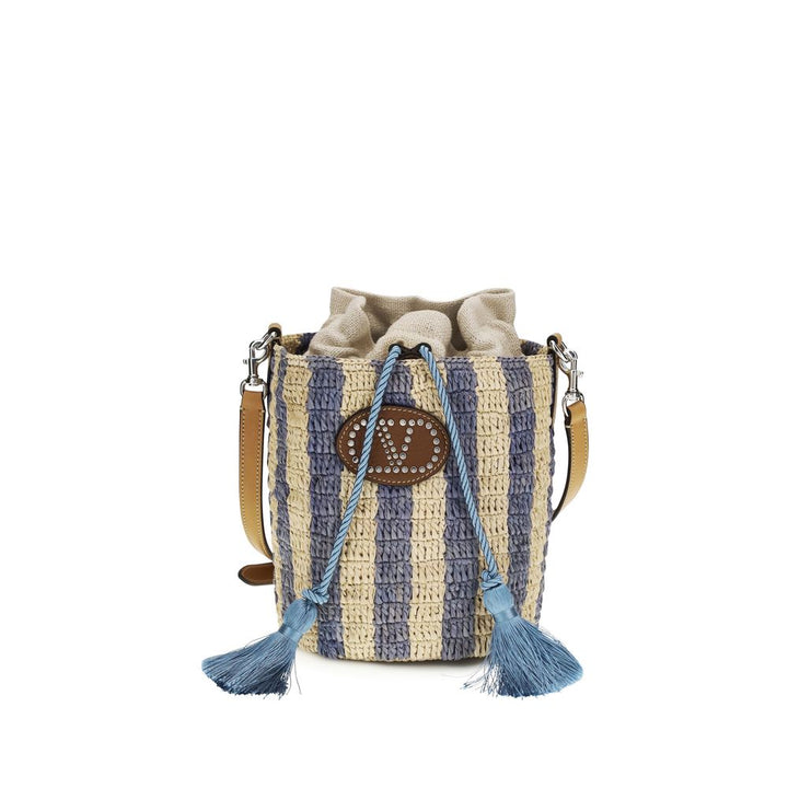 Valentino Garavani Sample Sale | Valentino Garavani Blue Raffia Backet Bag - | Designer outlet