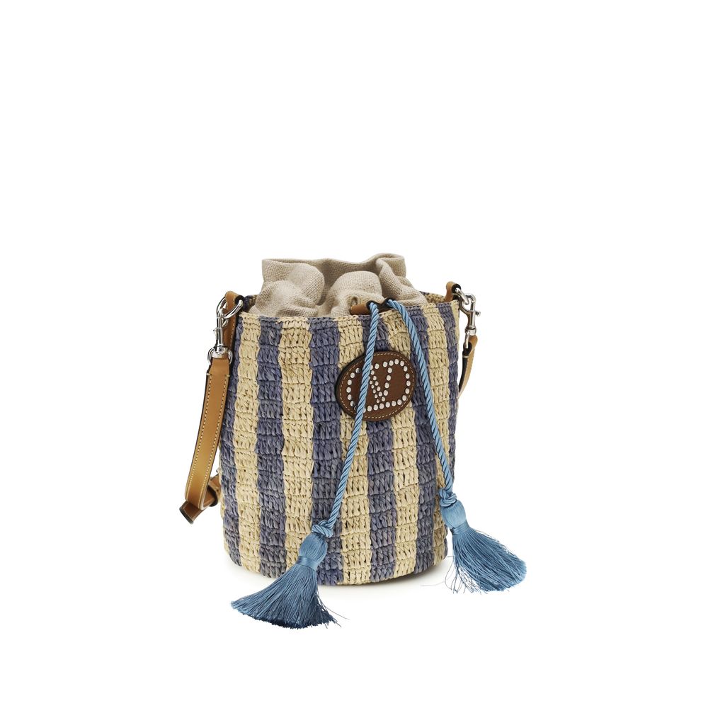 Valentino Garavani Sample Sale | Valentino Garavani Blue Raffia Backet Bag - | Designer outlet