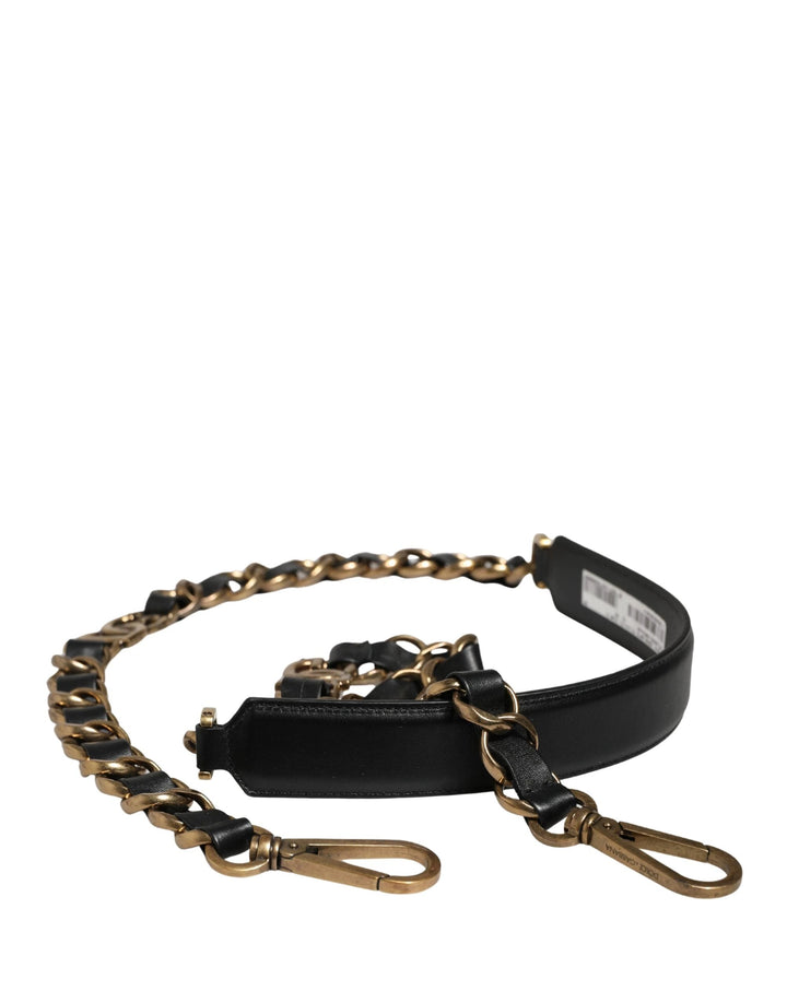 Dolce & Gabbana Sample Sale | Dolce & Gabbana Black Leather Gold Chain Bag Accessory Shoulder Strap - | Designer outlet