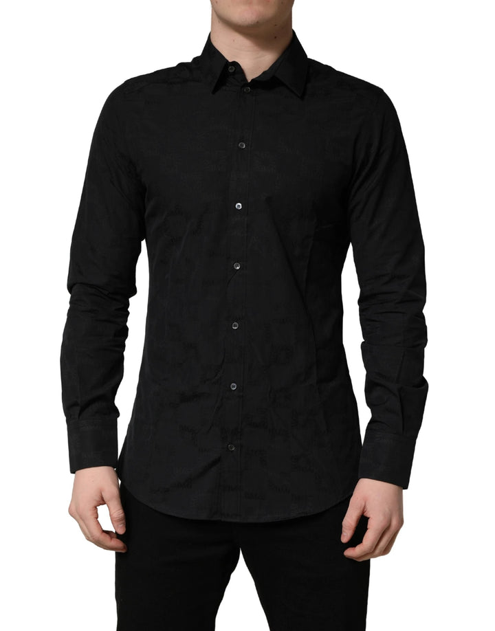 Dolce &amp; Gabbana Sample Sale | Dolce &amp; Gabbana Black MARTINI Cotton Slim Dress Formal Shirt - | Designer outlet