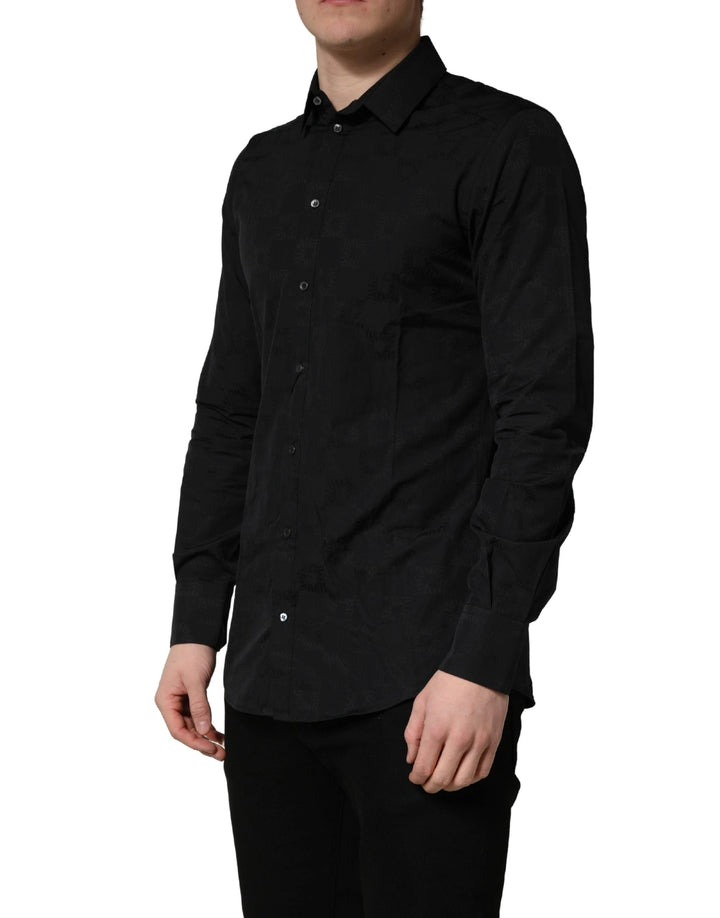 Dolce &amp; Gabbana Sample Sale | Dolce &amp; Gabbana Black MARTINI Cotton Slim Dress Formal Shirt - | Designer outlet