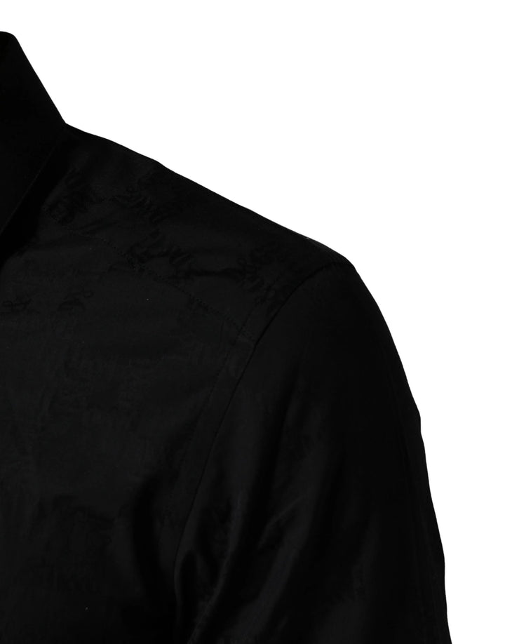 Dolce &amp; Gabbana Sample Sale | Dolce &amp; Gabbana Black MARTINI Cotton Slim Dress Formal Shirt - | Designer outlet