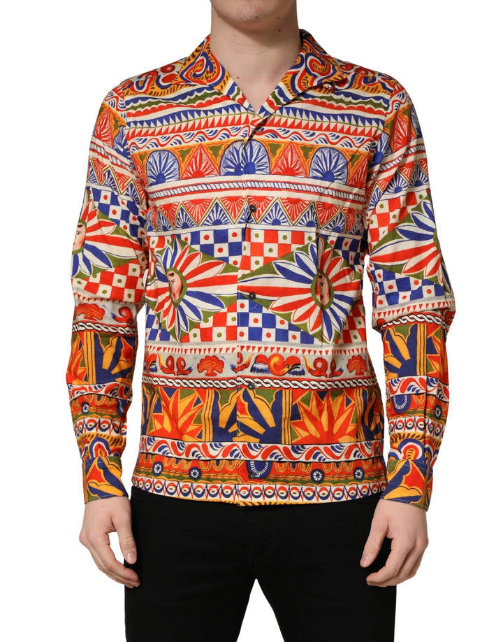 Dolce &amp; Gabbana Sample Sale | Dolce &amp; Gabbana Multicolor Sicilian Carretto Twill Cotton Men Shirt - | Designer outlet