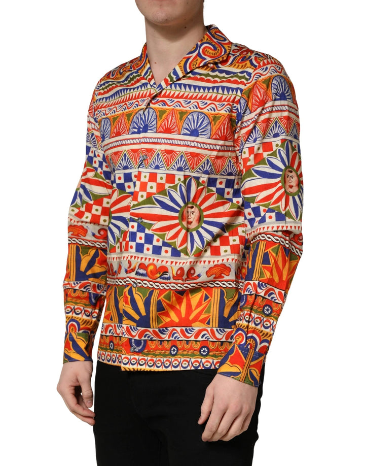 Dolce &amp; Gabbana Sample Sale | Dolce &amp; Gabbana Multicolor Sicilian Carretto Twill Cotton Men Shirt - | Designer outlet