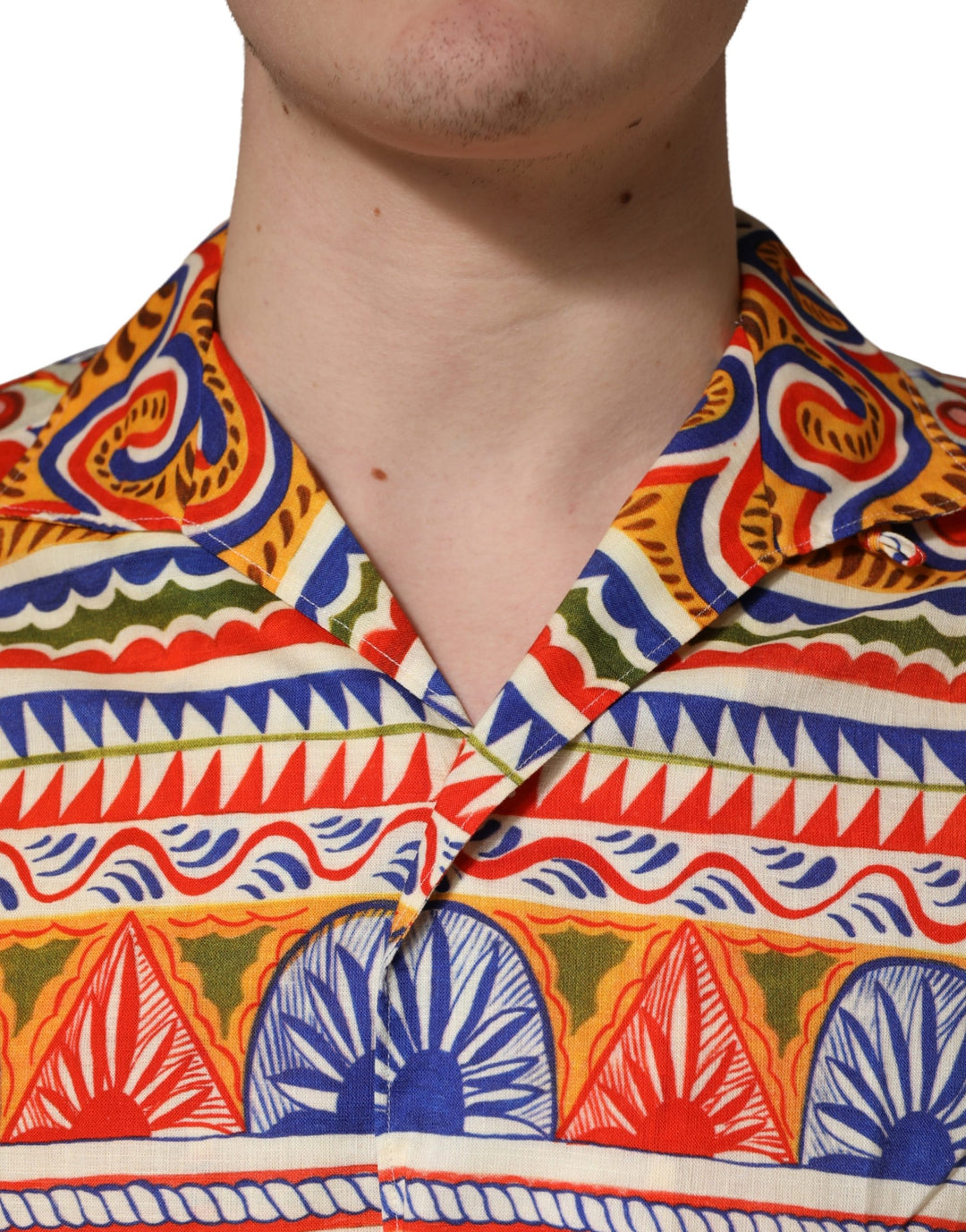 Dolce &amp; Gabbana Sample Sale | Dolce &amp; Gabbana Multicolor Sicilian Carretto Twill Cotton Men Shirt - | Designer outlet