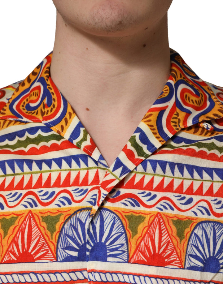 Dolce &amp; Gabbana Sample Sale | Dolce &amp; Gabbana Multicolor Sicilian Carretto Twill Cotton Men Shirt - | Designer outlet