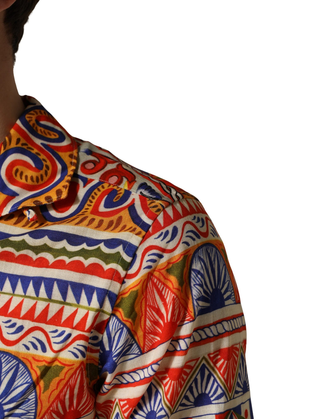 Dolce &amp; Gabbana Sample Sale | Dolce &amp; Gabbana Multicolor Sicilian Carretto Twill Cotton Men Shirt - | Designer outlet