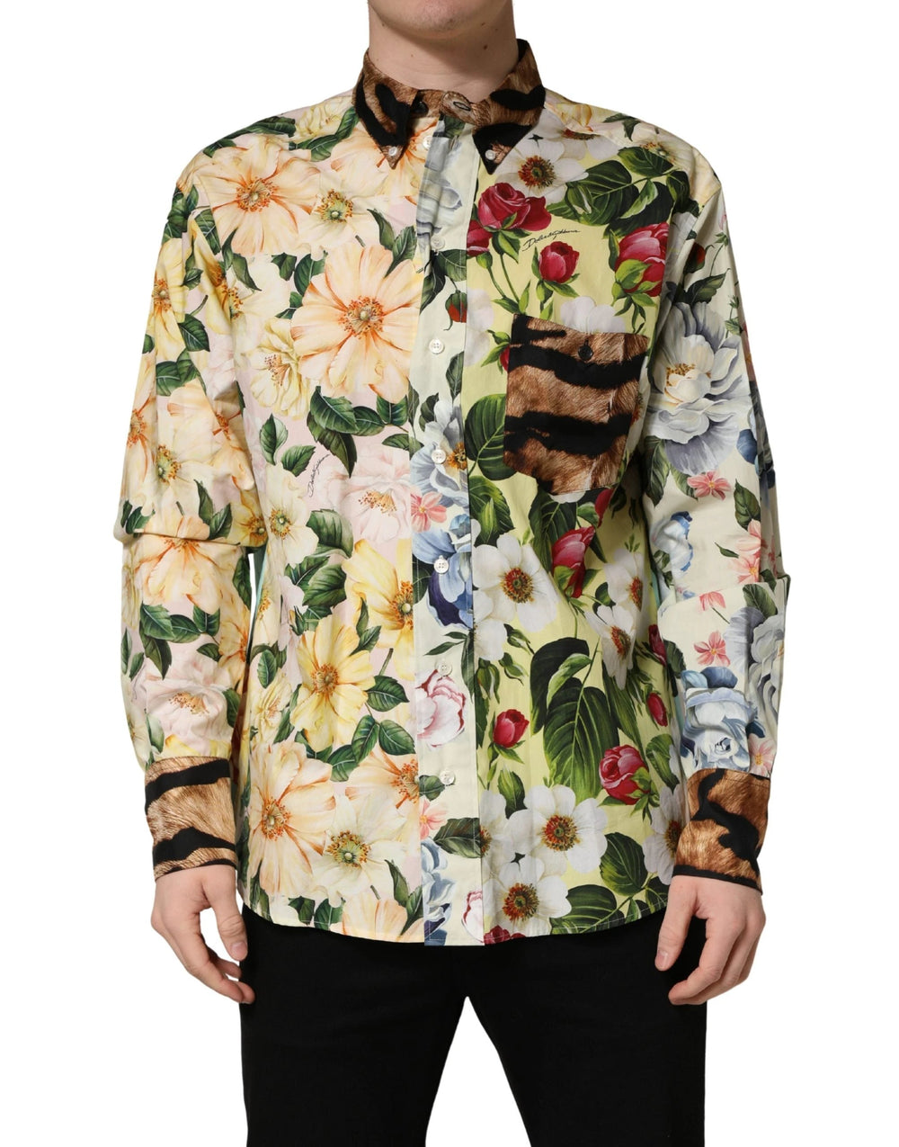 Dolce & Gabbana Sample Sale | Dolce & Gabbana Multicolor Floral Animal Print Collared Shirt - | Designer outlet
