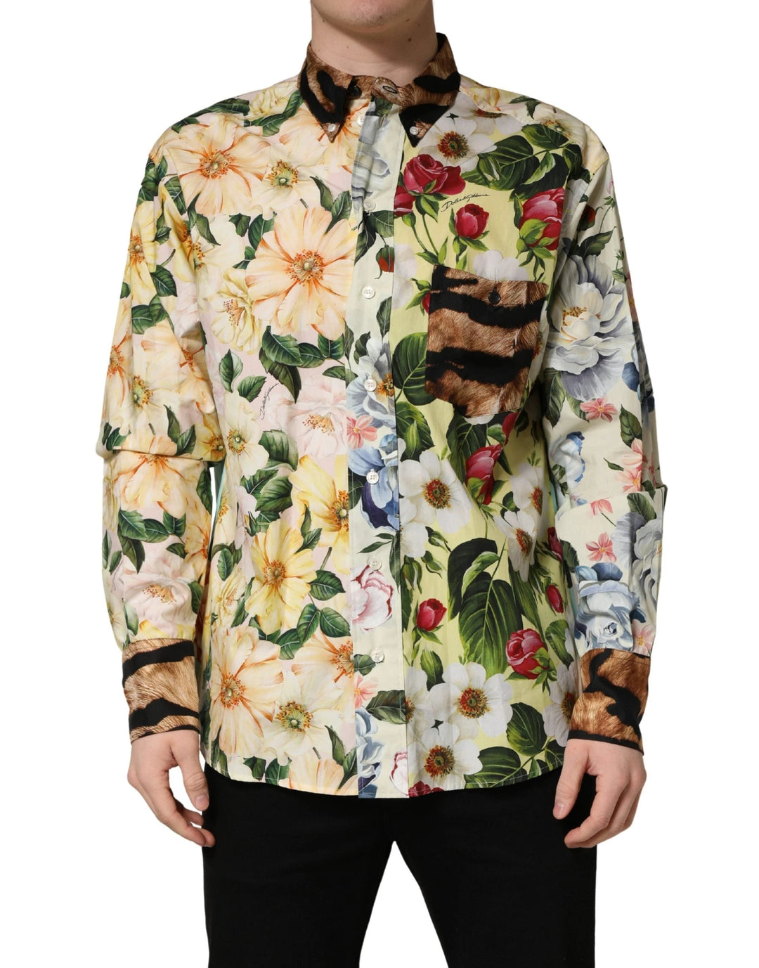 Dolce &amp; Gabbana Sample Sale | Dolce &amp; Gabbana Multicolor Floral Animal Print Collared Shirt - | Designer outlet
